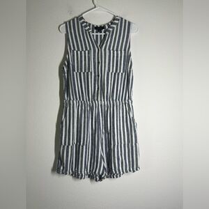 Kelly Renee Women Striped White Blue Romper Size L